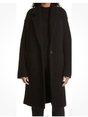 VINCE Size XS — Black Merino Wool Alpaca Blend Longline Cardigan Coat